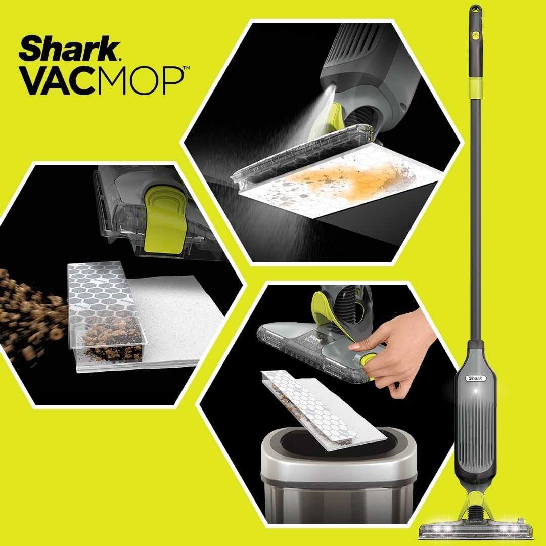 Shark VACMOP - Recambios, compatibles con VM252 y VM180, eliminación sin Contacto, para Uso en Todas Las Piedras Selladas, Madera Dura, Laminado y Azulejos, número Total, VMP46, Blanco, 46