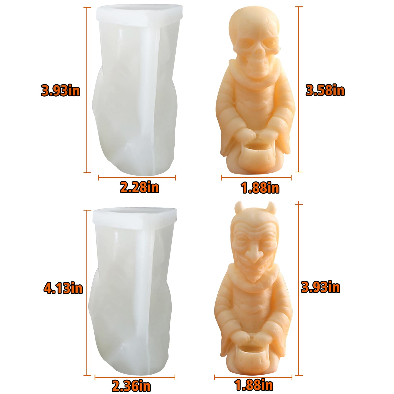 Stampi In Silicone Per Candele Halloween – Set Per Candele Fai Da Te, Silicone Alimentare Resistente Al Calore (fino A 230°C), Riutilizzabile - 6
