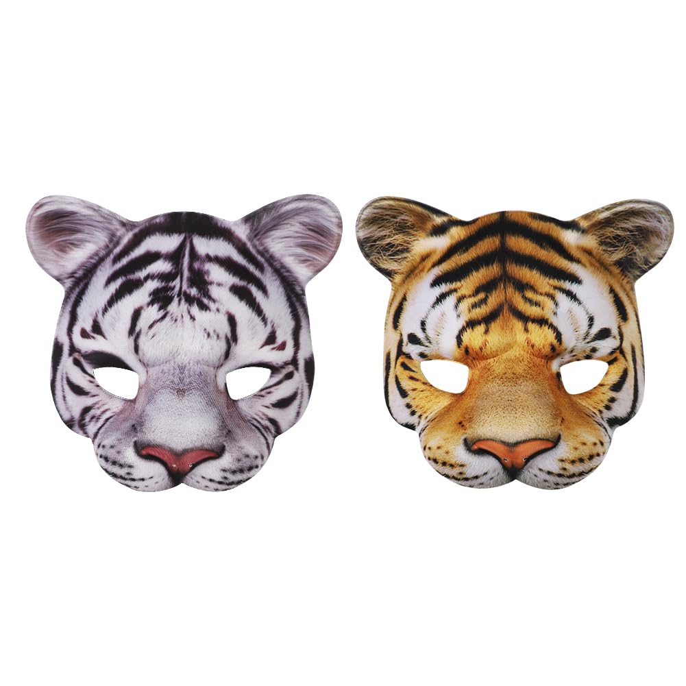 JNGUOSICN 2pcs Scary Animal Masks Leopard Tiger Cosplay Masks Halloween Realistic Animal Half Face Cover Funny Party Dress Up Photo Props for Masquerade Carnival Makeup Theme Party — image 1