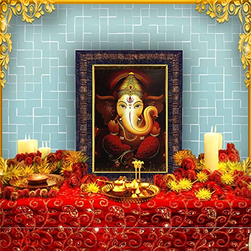 Image of Hawai Lord Ganesh /Ganpati Photo Frame, Size- 8.5x7inch | Engineered Wood Wall Hanging Home Decor Religious Frame | SFDI277BLKFRM