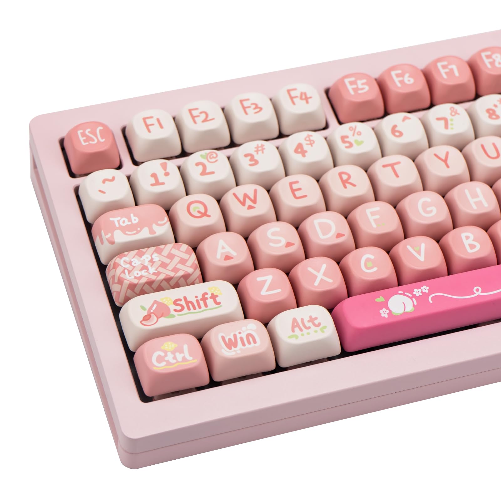 COOMICKEY PBT Keycaps 134 Keys Custom Keycaps Cute Peach Dye