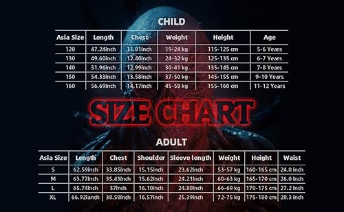 Vecna Costume For Kids Youth Scary Demon Halloween Cosplay Stranger Monster Jumpsuit Horror Outfit #TOP6