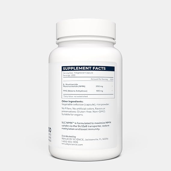 Renue By Science NMN Supplement | 200 SLC Enteric Capsules - 250mg Nicotinamide Mononucleotide per Serving | Delayed Release for Increased Absorption | Manufactured in the USA