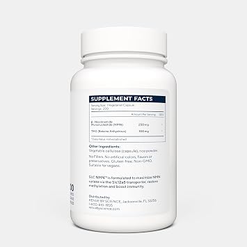 Renue By Science NMN Supplement | 200 SLC Enteric Capsules - 250mg Nicotinamide Mononucleotide per Serving | Delayed Release for Increased Absorption | Manufactured in the USA