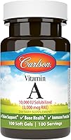 Vista 9 de Carlson - Vitamina A, 10000 UI (3000 mcg RAE), Visión Health, 250 cápsulas blandas