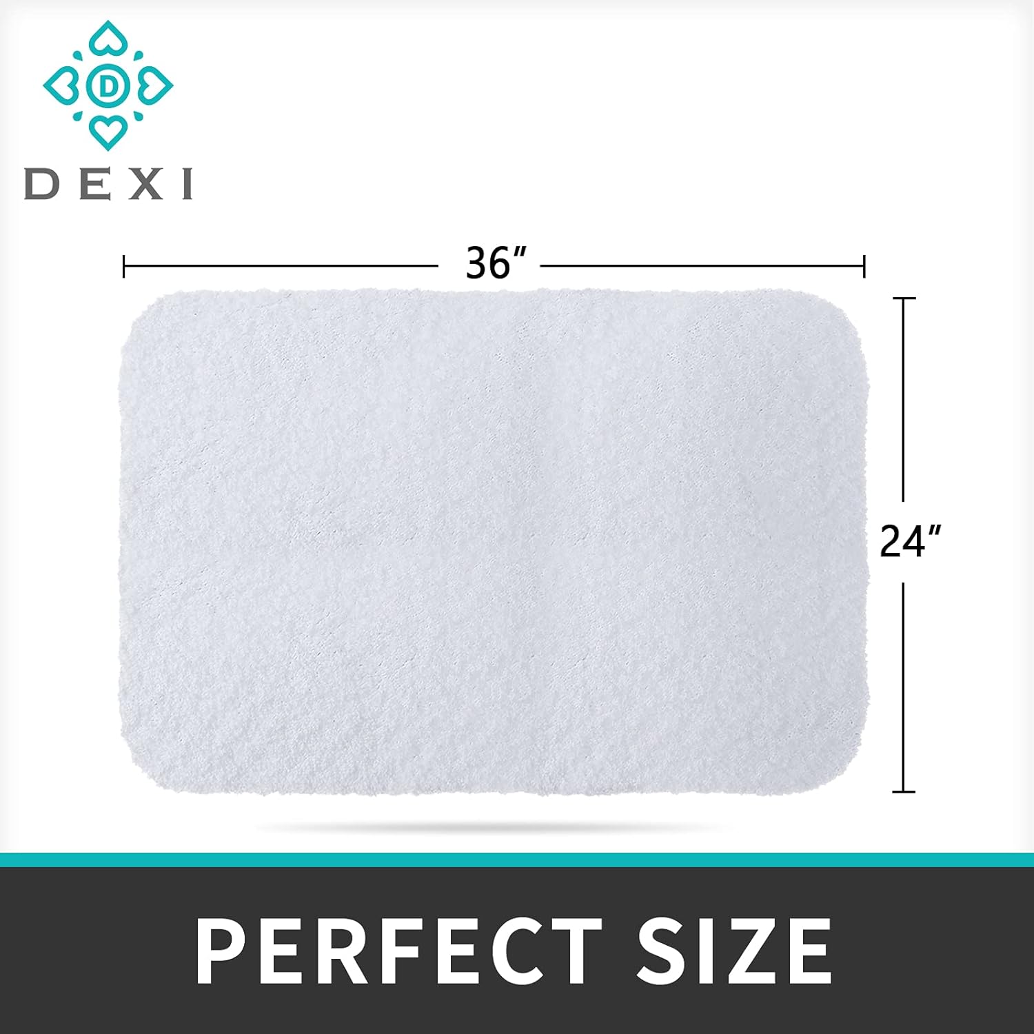 DEXI Bathroom Rug Mat, Extra Soft and Absorbent Bath Rugs, Machine Wash, Non-Slip Carpet Mat for Bathroom Floor, Tub, Shower Room (36"x24", White) : Home & Kitchen