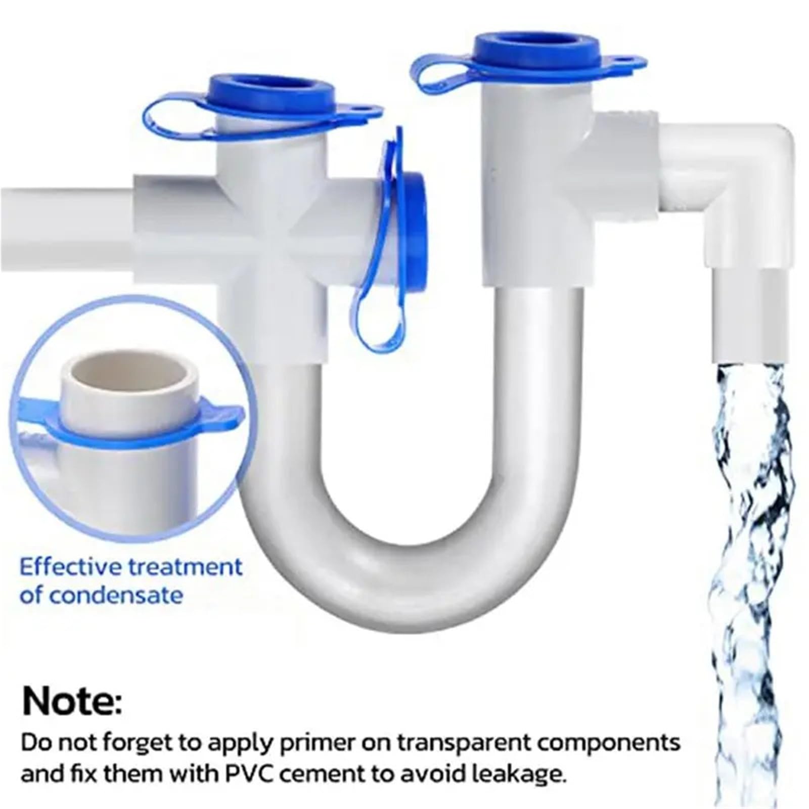 Sifón U Transparente Condensado de trampa en U PVC transparente con cepillo | 3 4 pulgadas Estándar 16 pulgadas Limpieza HVAC AC