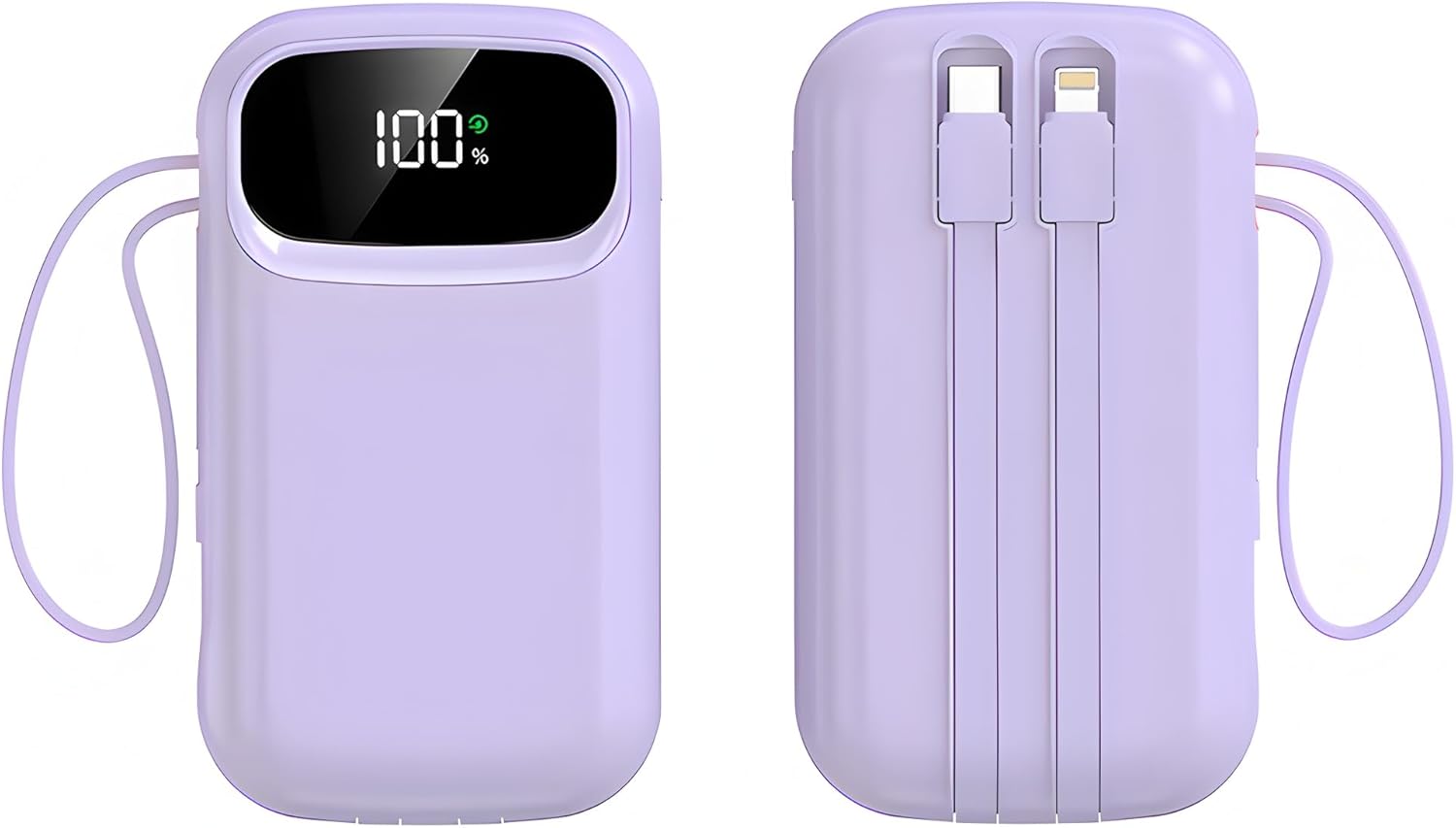 Power Bank 10000mAh Fast Charging Portable Charger with Built-in Cables PD22.5W Small USB C Battery Pack with 4 Outputs 2 Inputs Portable Backup Battery Compatible with iPhone iPad Tablets