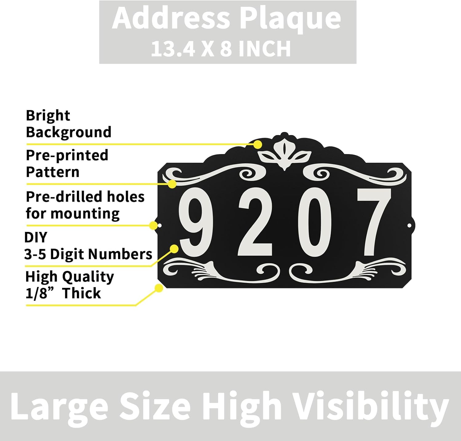 Address Sign, house Number, Waterproof and Rustproof 8 x 13.4 Inch Address Plaque for Yard Mailbox Home Office Street