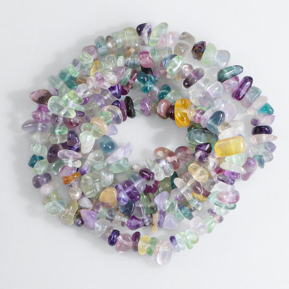 260pcs Natural Fluorite Crystal Beads Chips 5mm to 8mm Irregular Gemstone Beads with Holes DIY for Bracelet Necklace Earrings Jewellery Making Craft 32 inch