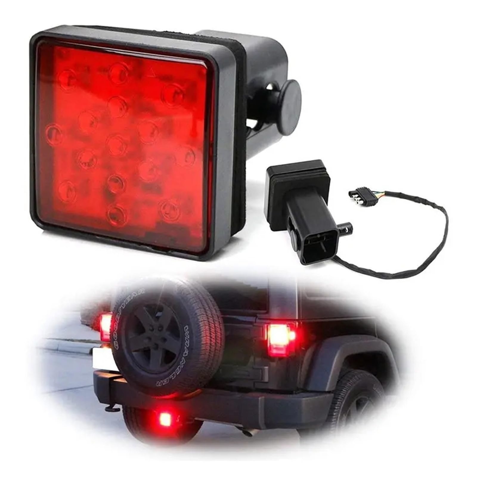 Genérico Rojo 15 LED 2 Pulgadas Remolque camión Enganche Remolque Receptor Cubierta luz de Freno con Pin 12V