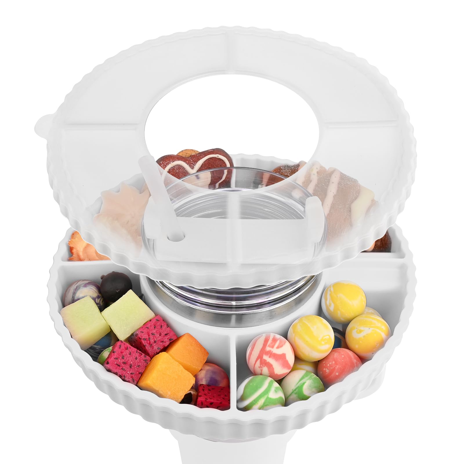 Ciotola Porta Snack In Silicone Per Stanley Cup 40 Oz Con 4 Scomparti - Vassoio Riutilizzabile Con Manico