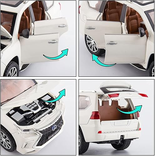 Miniatura 10 de BDTCTK Lexus 570 Off-Road 124 en automóvil de lujo modelo SUV automóvil de juguete grande de aleación de zinc con sonido y luz para regalo de niños