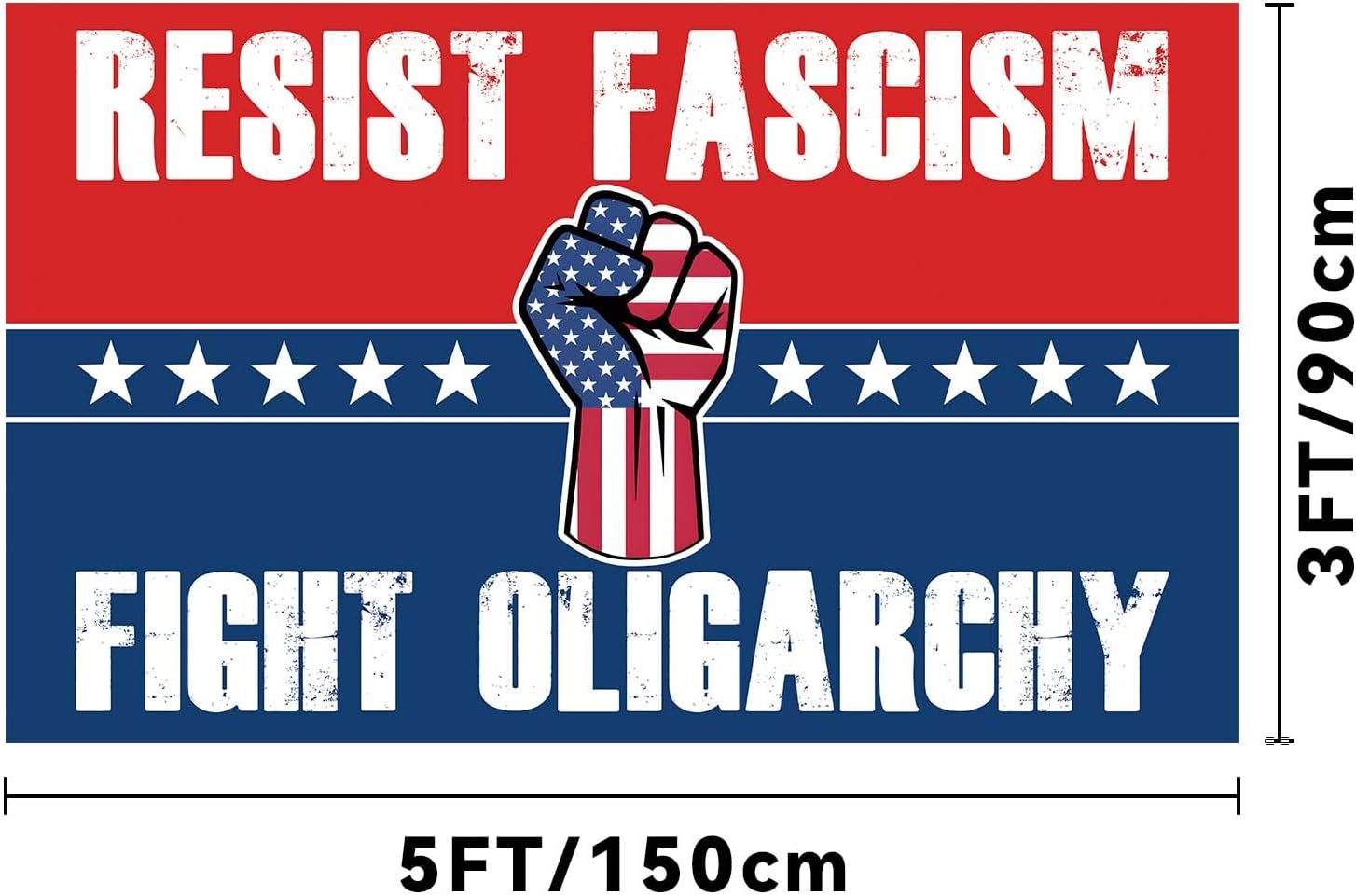 Resist Fascism Flag Fight Oligarchy Anti Political Protest 3x5 Feet Resistance Banner with 2 Grommets (P6) - Image 2