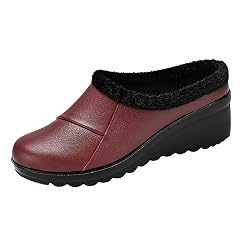 Slippers For Senior Women Wedge Mini Shoes Short Ankle Anti-Slip Boot Fleece Fur Lined Sneakers House Slippers Boot