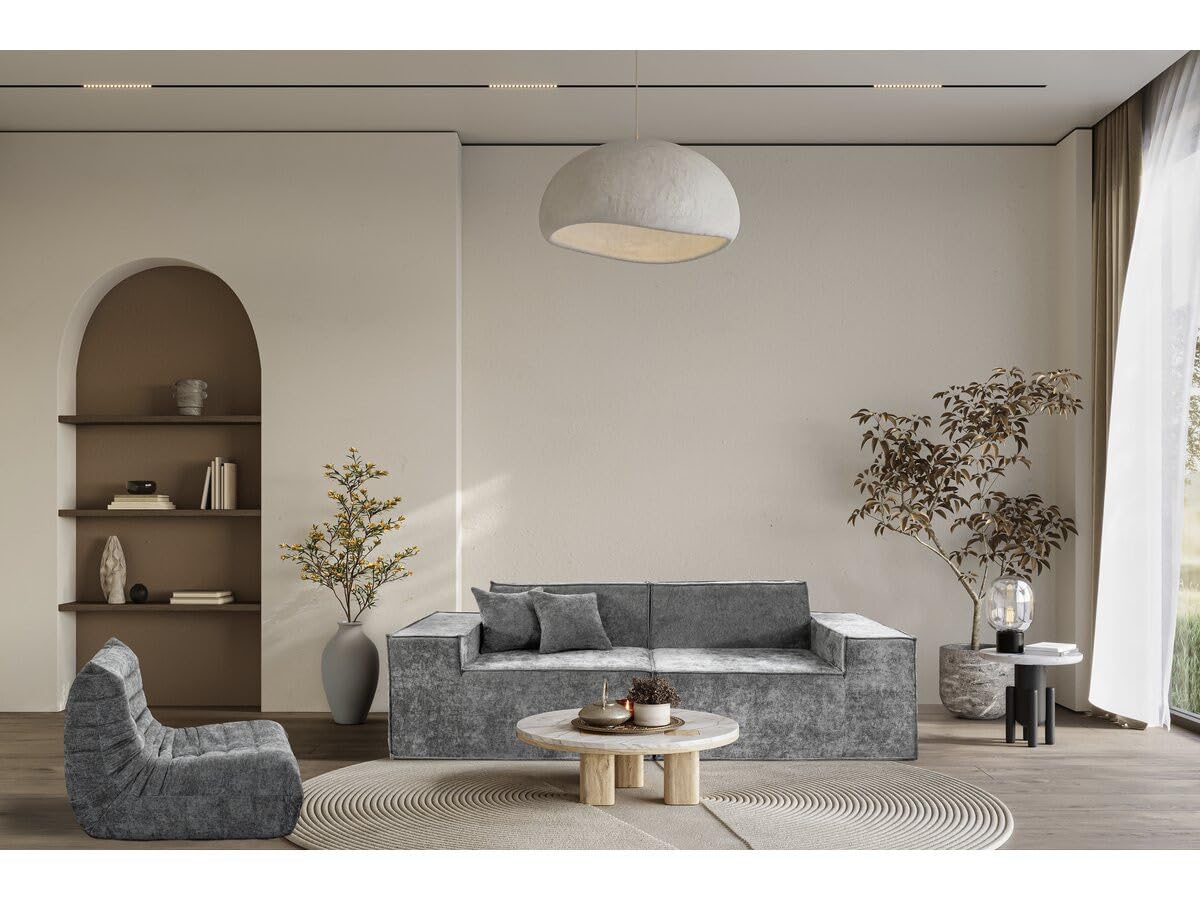Habitat et Jardin Canapé Droit modulable en Tissu texturé Lusso - 3 Places - Gris