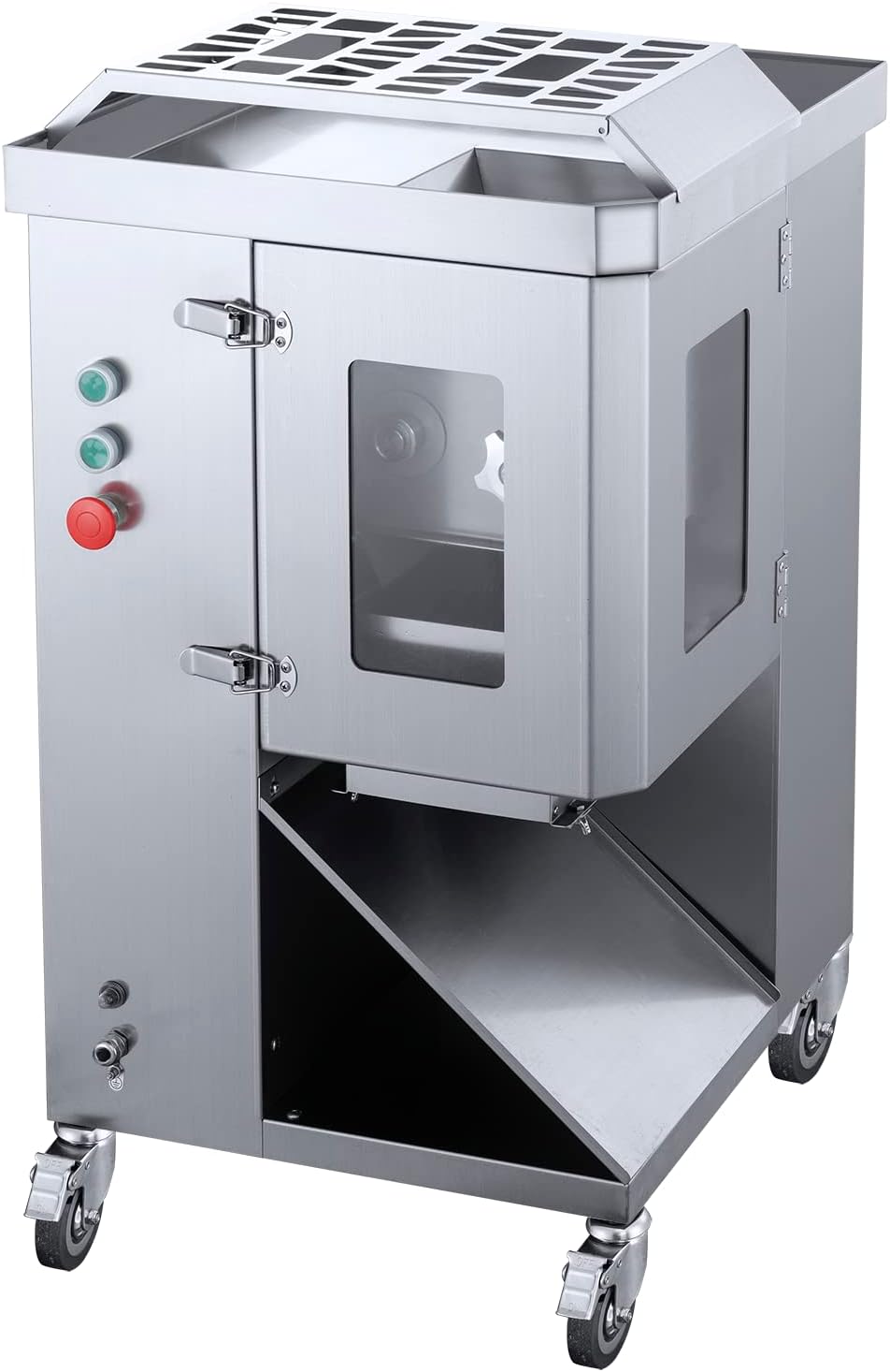 Commercial Fresh Meat Cutting Machine 2 * 750W motors Meat Shredding Machine, 0.2 Inch Dual Blade Electric Meat Cutter, Stainless Steel Restaurant Food Slicing Machine, for Lamb Beef Chicken 110V