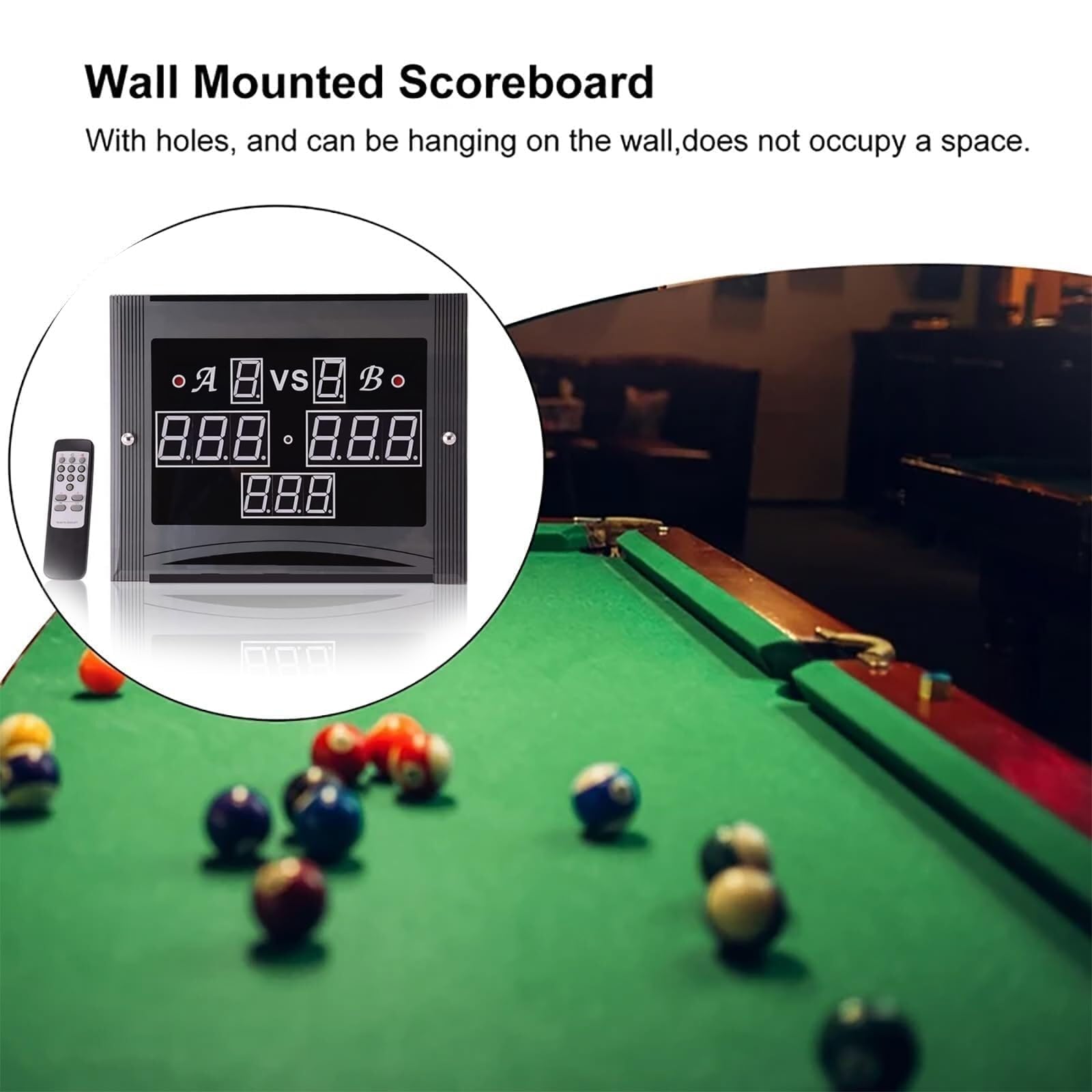 Tableau de score numérique LED Snooker – Contrôle à distance de table de billard de billard, score de 0 à 199, compteur électronique de bureau pour billard et jeux de billard