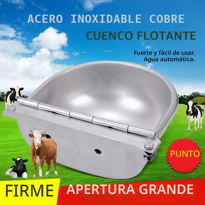 Bebedero Automático de Gran Capacidad Con Válvula de Flotador de Cobre - Acero Inoxidable Para Ganado, Ovejas, Perros y Caballos