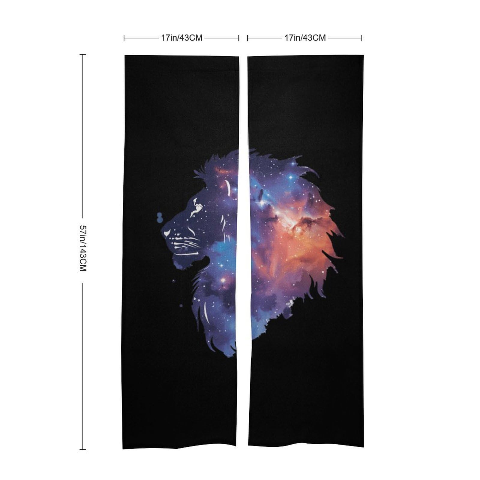 Galaxy Lions Head Noren Doorway Split Shower Curtain Long Type Window Treatment for Privacy Partition Divider
