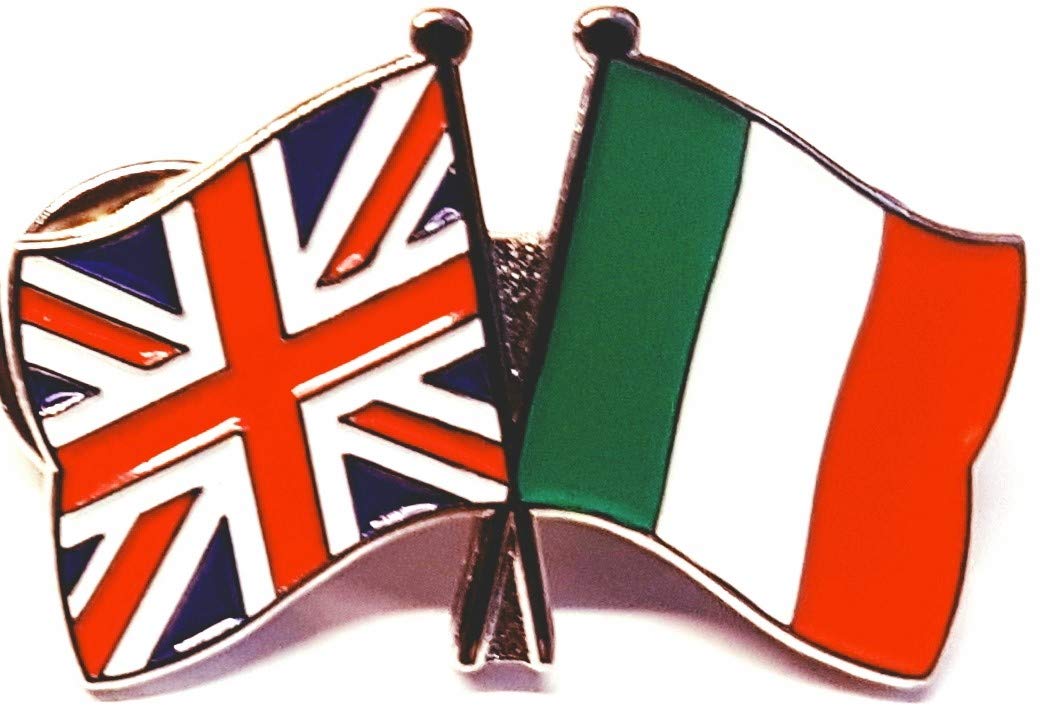 Mainly Metal White ™ Enamel Pin Badge Friendship Flags Italy Uk Gb (United Kingdom Great Britain) 30Mm
