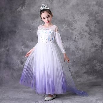 Lito Angels Deguisement Robes à Paillettes Reine Des Neiges Princes Elsa Avec Traine Enfant Filles Anniversaire Fete Carna Amz