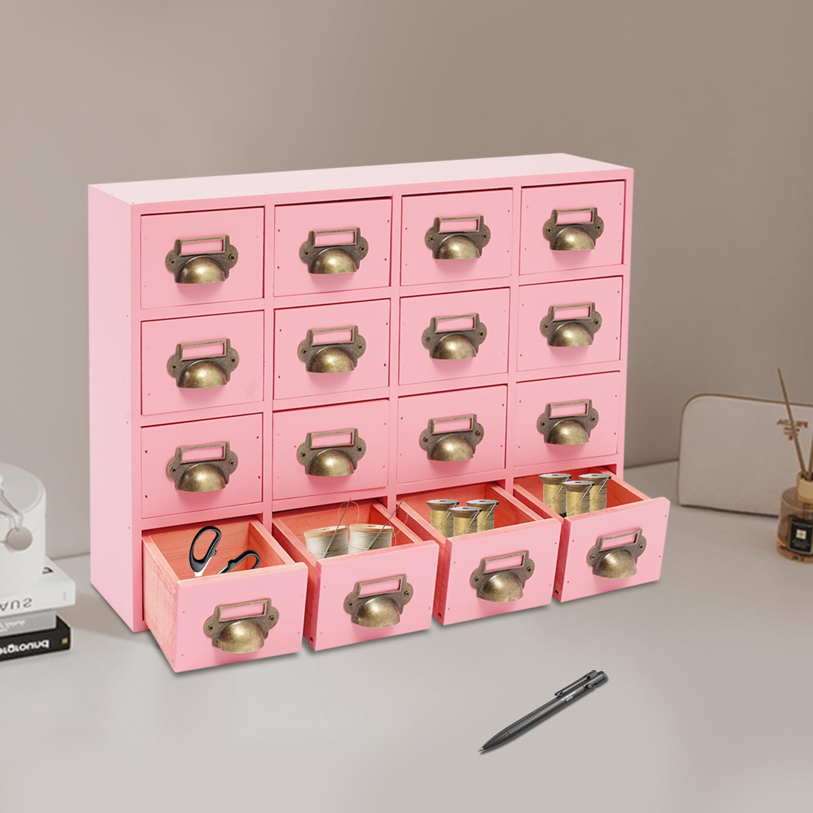 Organizer da scrivania in legno, per cassetti, scrivania, cassetto, armadio, 16 cassetti, gioielli fai da te, accessori per progetti fai da te, organizzazione e stoccaggio