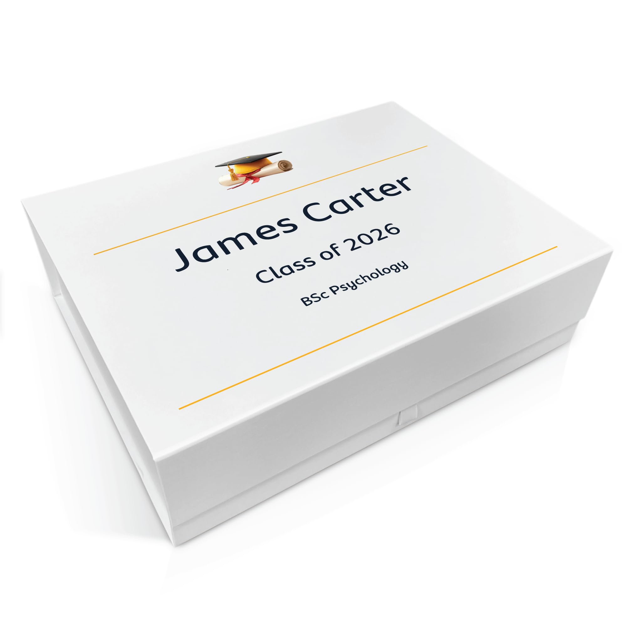 COOKIES AND KOALAS Personalised Graduation Gift Box – XL 42x32x12cm Magnetic Keepsake Box for Graduation Gifts, University Memory Box, Class of 2026 Gift Box with Custom Name - Design 2