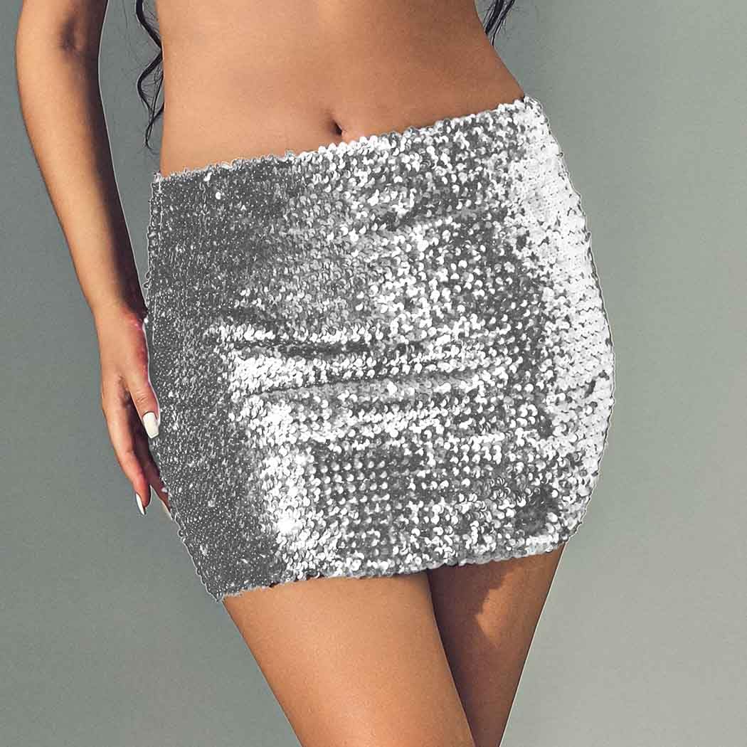 Zoestar Sparkly Sequin Skirt Purple Glitter Mini Skirts Shiny Belly Dance Hip Scarf Halloween Costume Outfits for Women - Image 7