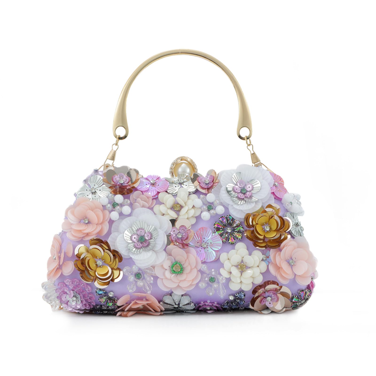 Fecialy Blume Kupplung Handtasche Frauen 3D Floral Abend Handtaschen Kette Riemen Schultertasche für formale Party Braut Hochzeit