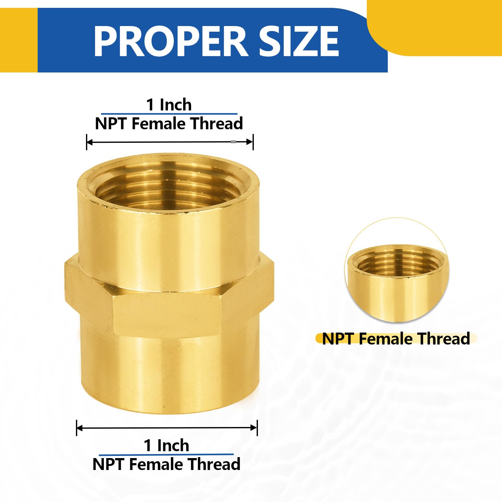 Paquete de 10 acoplamientos de latón para tuberías GUOFIS, Rosca Hembra NPT de 1" a Rosca Hembra NPT de 1", para conectar Dos tuberías o Accesorios.