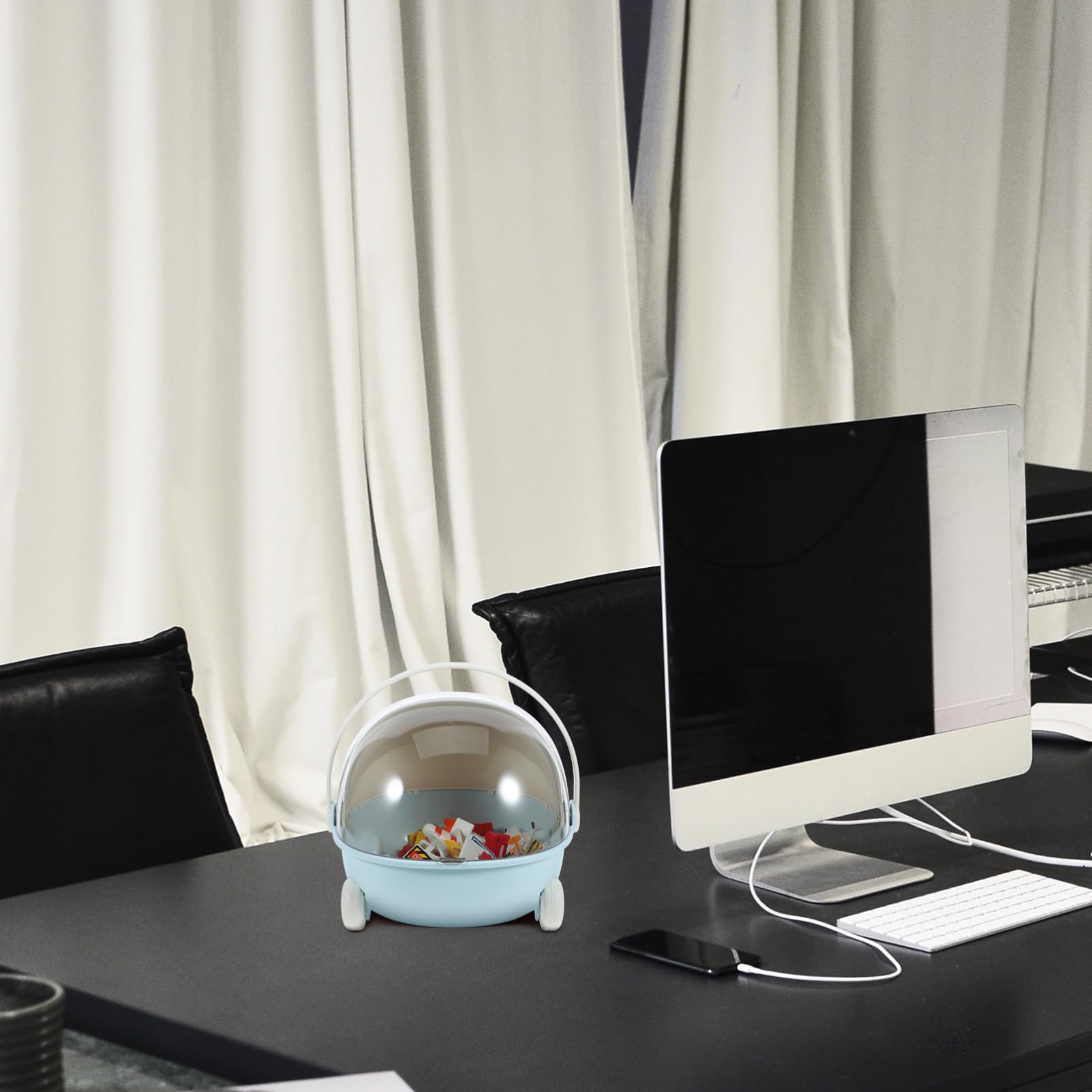 PRETYZOOM Organizer da Scrivania a Forma di Culla in Plastica Design Antipolvere e Multiuso per Ufficio e Desktop