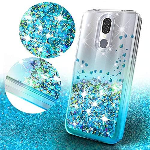 Galaxy Wireless Coolpad Legacy Case (Not Go Version) w/Tempered Glass Screen Protector Liquid Quicksand Glitter Cute Bling Sparkly Phone Case Girls Women Cases for Coolpad Legacy 6.4inch - Clear/Aqua