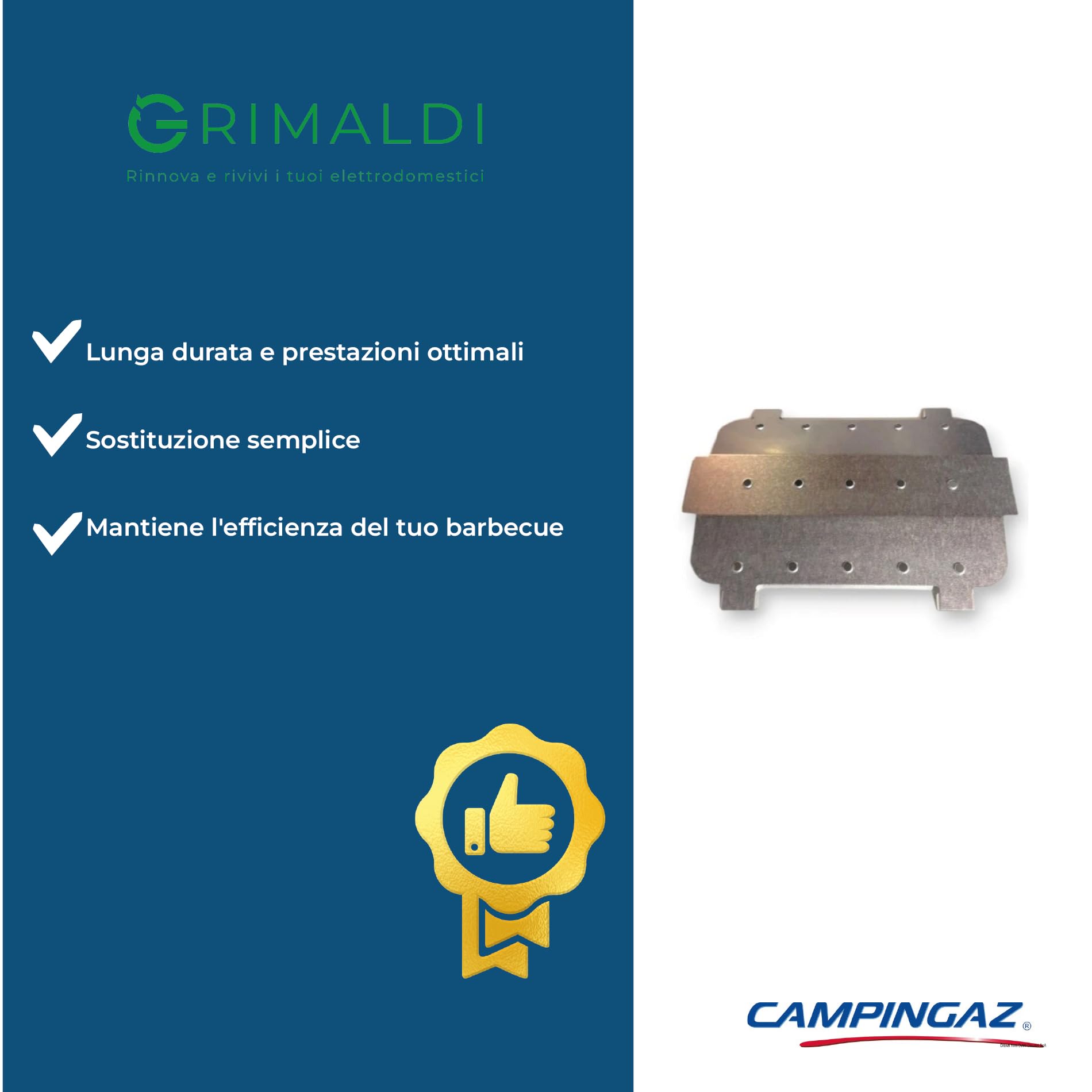 G GRIMALDI 5010004783 Diffusore di Calore Barbecue Compatibile con Campingaz Xpert 200 — Piastra Diffusione Calore BBQ Gas — Ricambio Protezione Bruciatore Barbecue