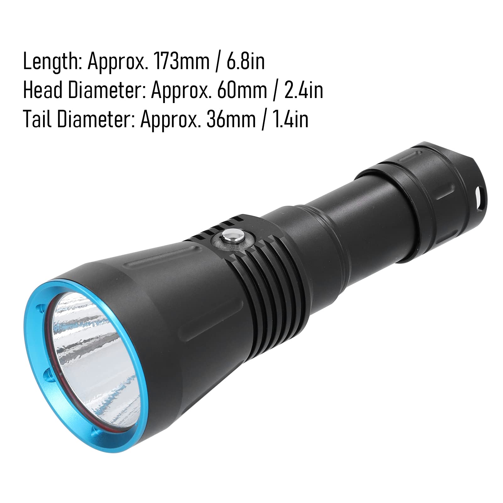 Torcia Subacquea XHP70 Torcia Subacquea in Lega di Alluminio 10000LM IP68 150m Impermeabile 5 modalità Indicatore di Alimentazione per Immersioni Pesca Campeggio Caccia Recupero