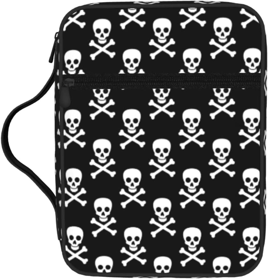 Black Crosses Bones Skull Bible Cover Bag