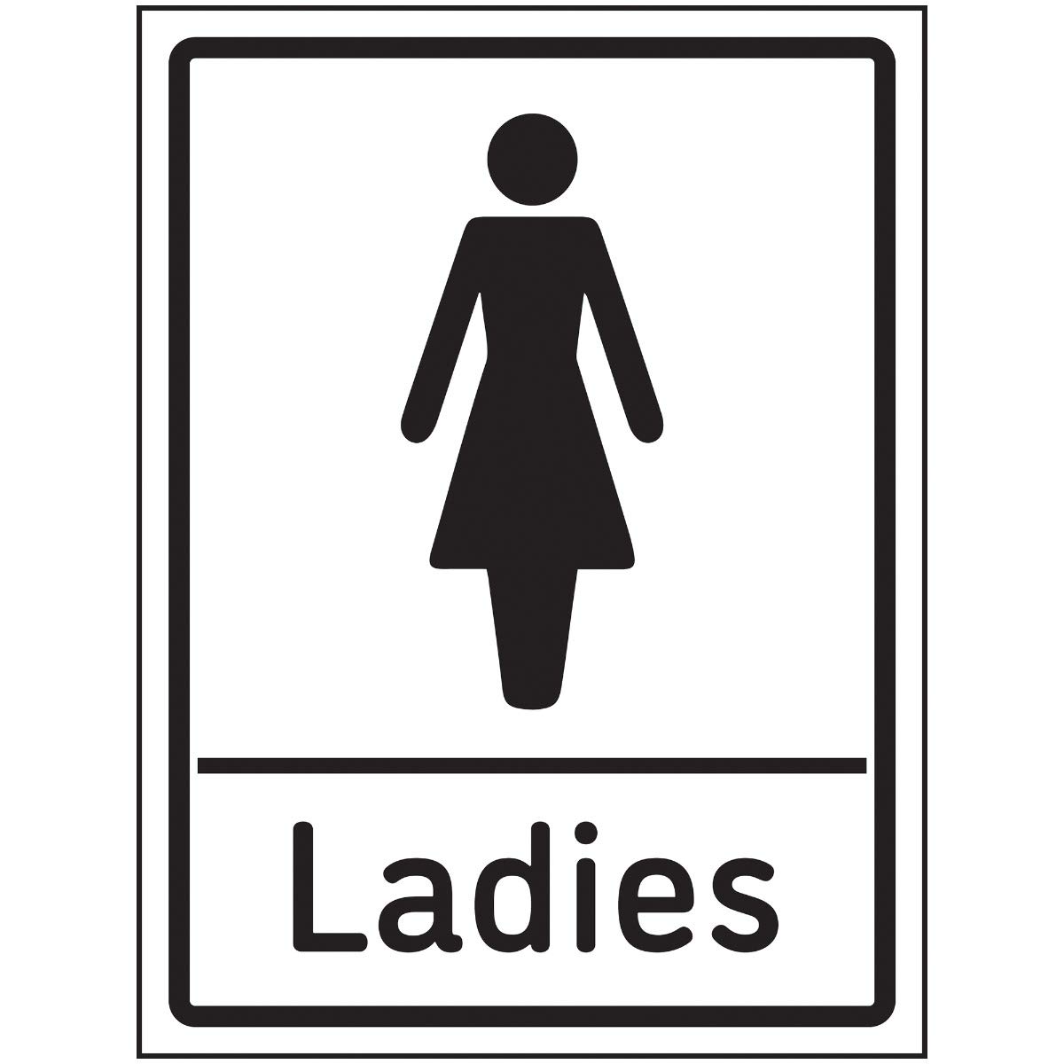 V Safety Ladies Toilets Sign - 150x200mm - Self Adhesive Aluminium Effect