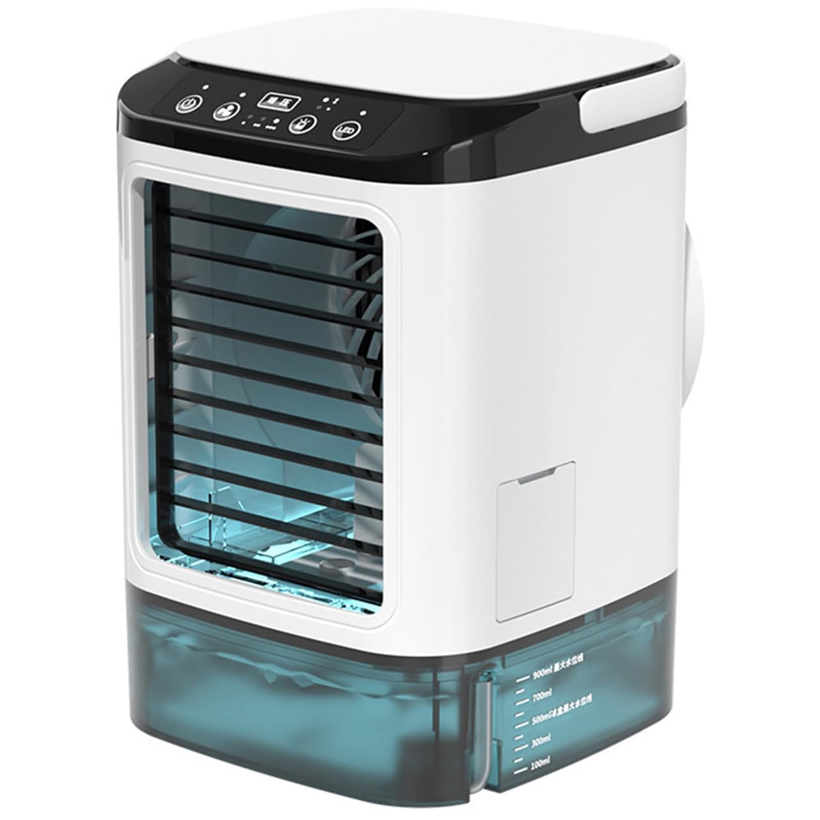 FHRKA Air Cooler, Mini Portable Air Conditioner Fan, Desk Air Cooler Evaporative Air Humidifier, 3 Wind Speeds, 7 LED Lights