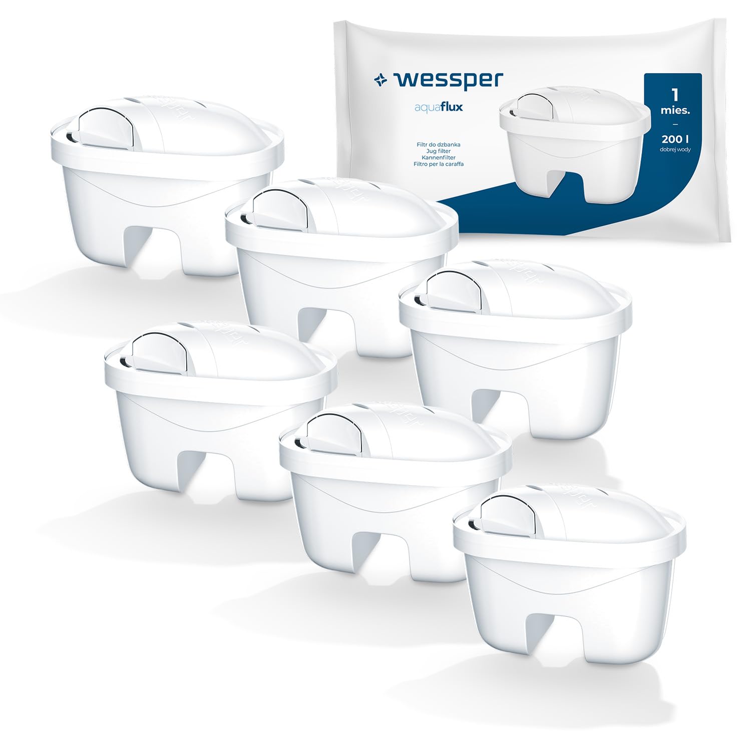 Wessper Aquaflux Water Filter Cartridges 6 Pieces | Replacement for Laica Bi-Flux, Brita Maxtra, Dafi Unimax | Filter with Activated Carbon and Lone Exchanger Resin, Reduction of Limescale, Chlorine |-image-26