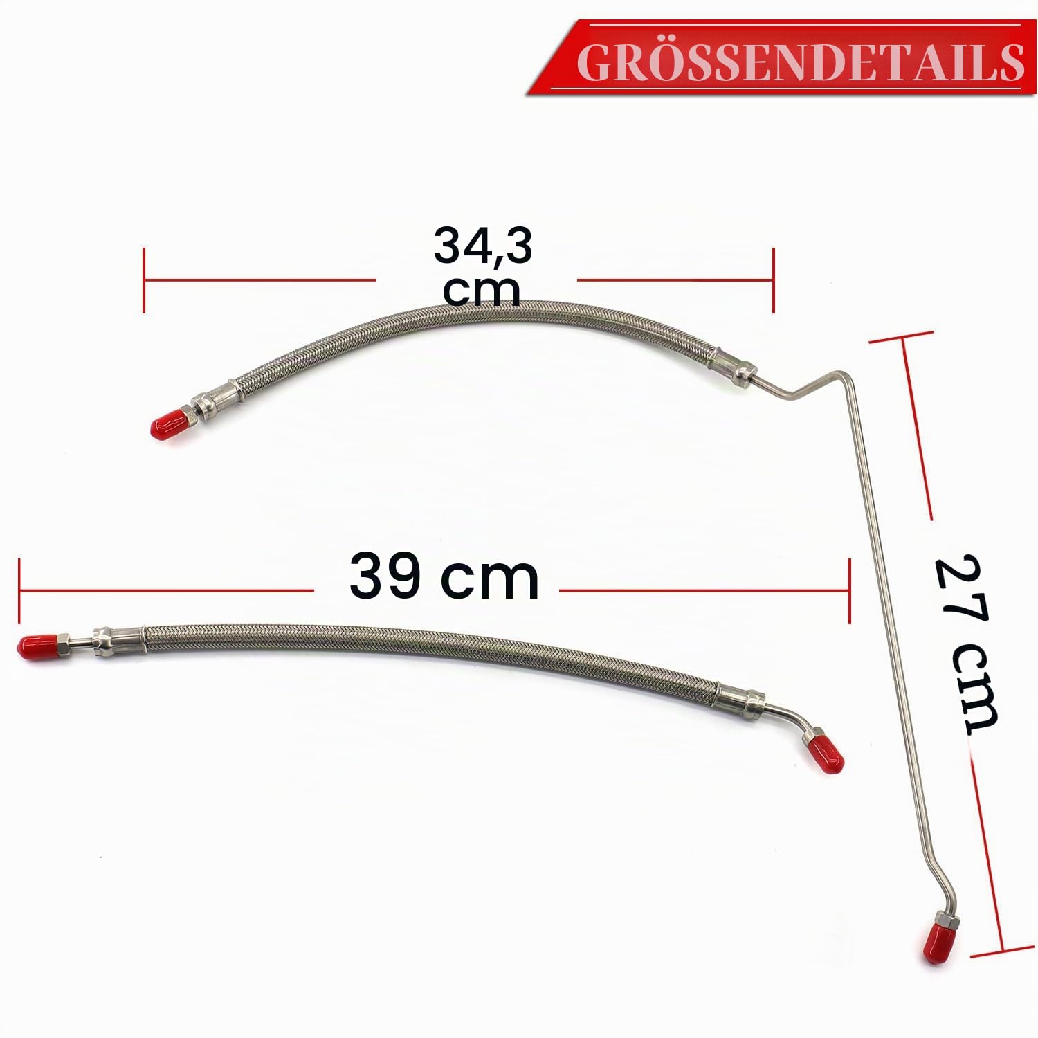 Hydraulischer Zylinderschlauch-Set für Mercruiser Alpha One & Bravo 1 2 3 X, 9B-104 & 9B-121 Zierzylinder, Ersetzt # 32-99904Q 32-864589 32-864588, Edelstahl, 15 Zoll, Silberfarben, 1 Stück