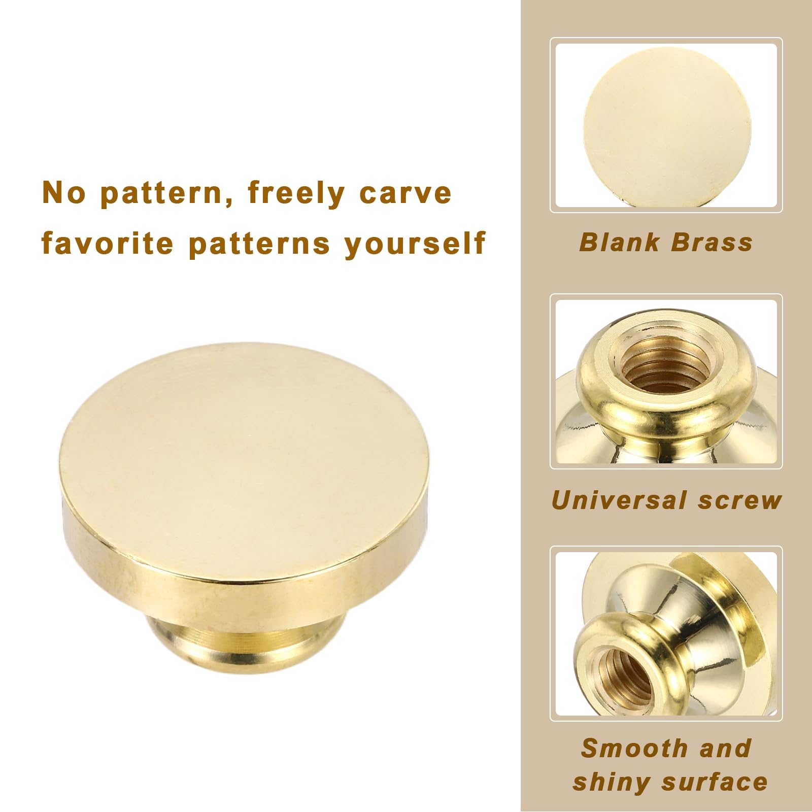 PATIKIL 25mm Blank Wax Seal Stamp, 5 Pack Round Sealing Wax Stamp Vintage Retro Brass Head for Envelope Invitation Cards - Image 4