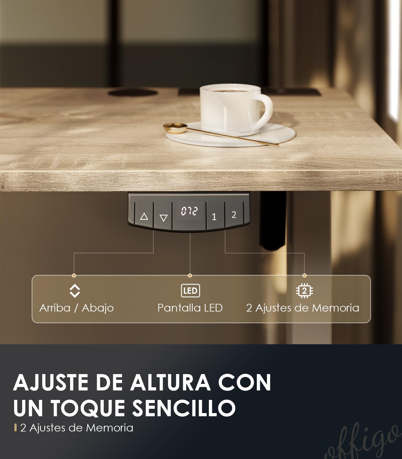 OffiGo Escritorio Elevable, 160x80cm Mesa Elevable Escritorio con Enchufes y Carga USB, Mesa Regulable Altura con 2 Memorias, Standing Desk para Oficina, Casa, Juegos, Beige