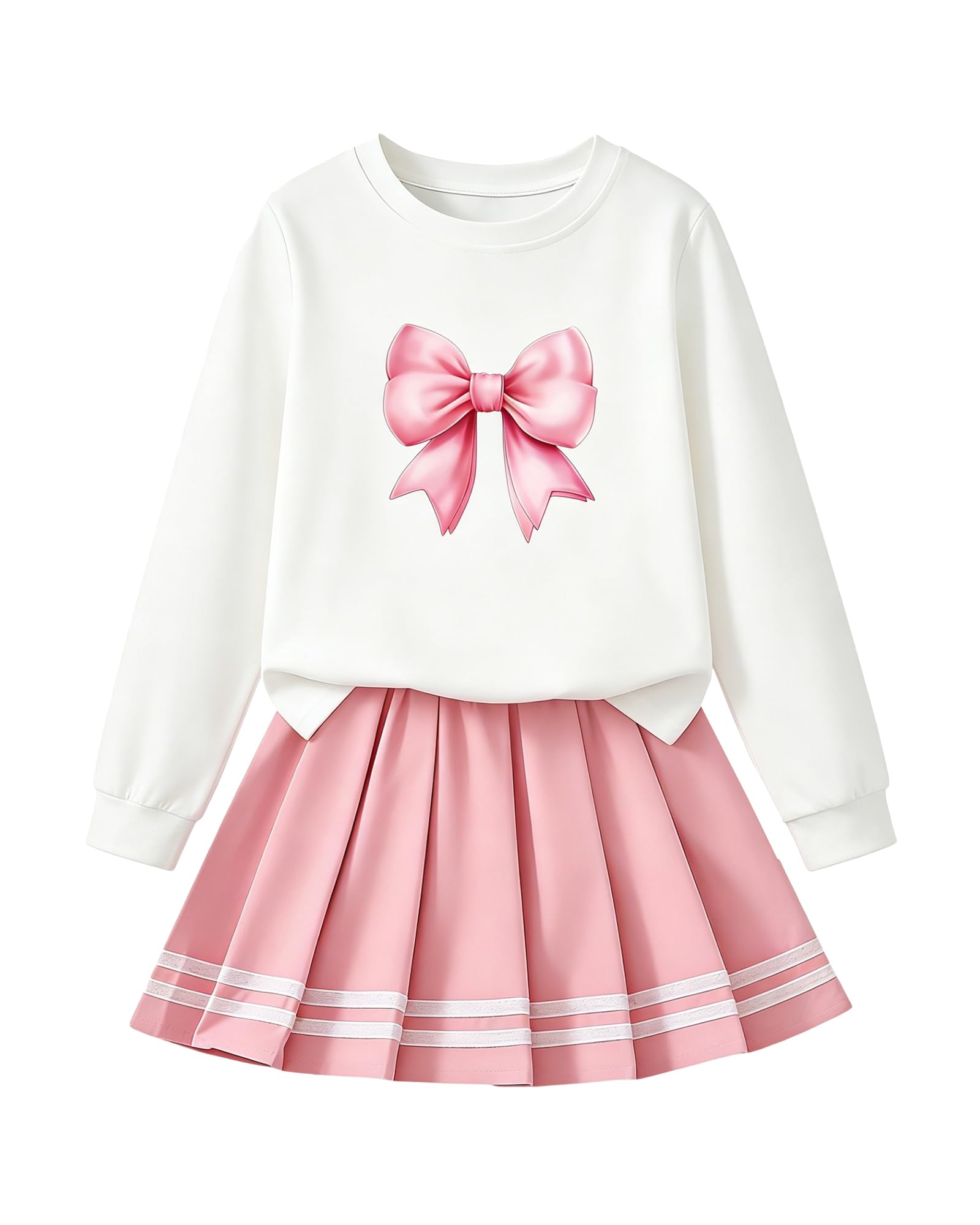 Betusline Girls Skirt Set, Printed T-Shirt &amp; Pleated Skirt, 4-14Y
