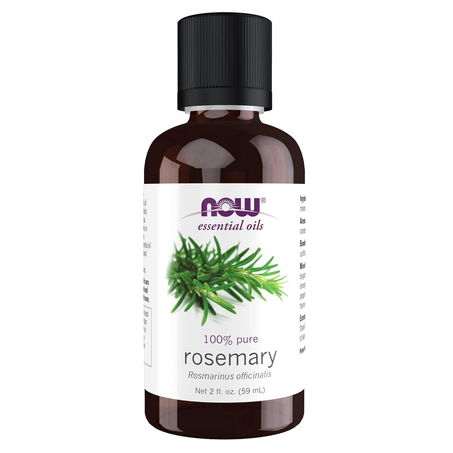 NOW Essential Oils, Rosemary Oil, Purifying Aromatherapy Scent, Steam Distilled, 100% Pure, Vegan, Child Resistant Cap, 2-Ounce