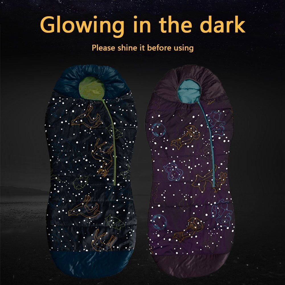 AceCamp, sacco a pelo Kid's Glow-in-The-Dark, adatto per bambini, 3 stagioni, fino a 142 cm di altezza, fino a -1°C
