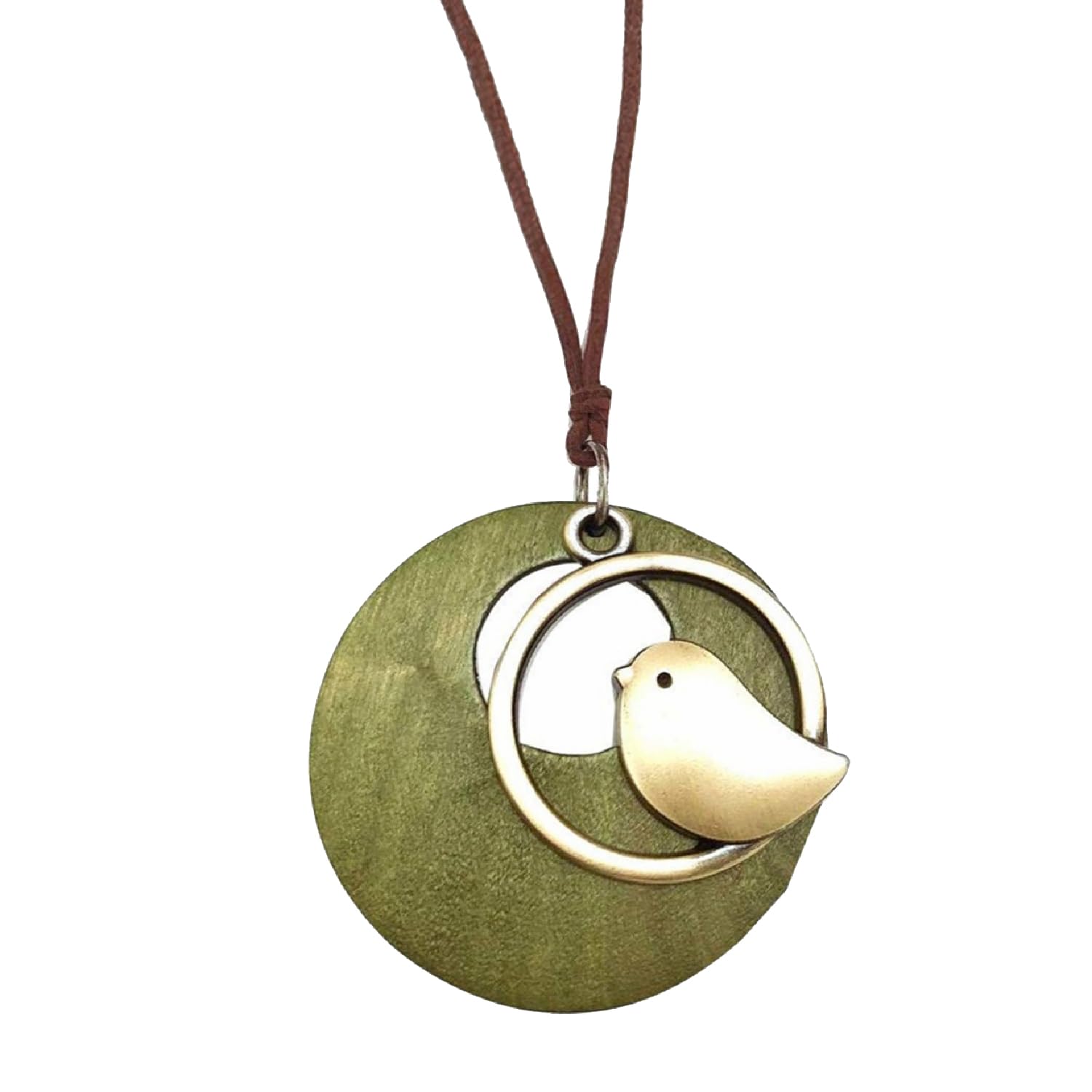 Les umes Vintage Necklace Wooden Pendant Long Necklaces for Women Boho Ethnic Style Handmade Jewelry