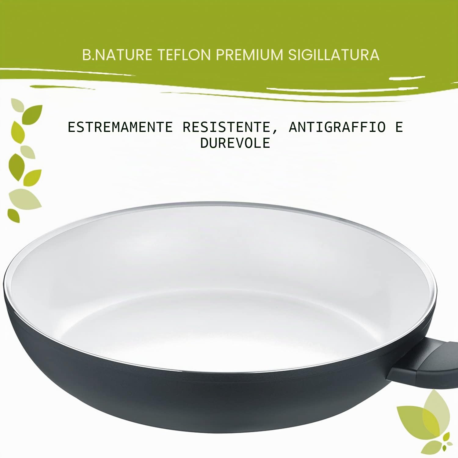 Berndes Padella Balance b.nature 28 cm, padella con rivestimento in quarzo resistente, adatta a induzione, antigraffio