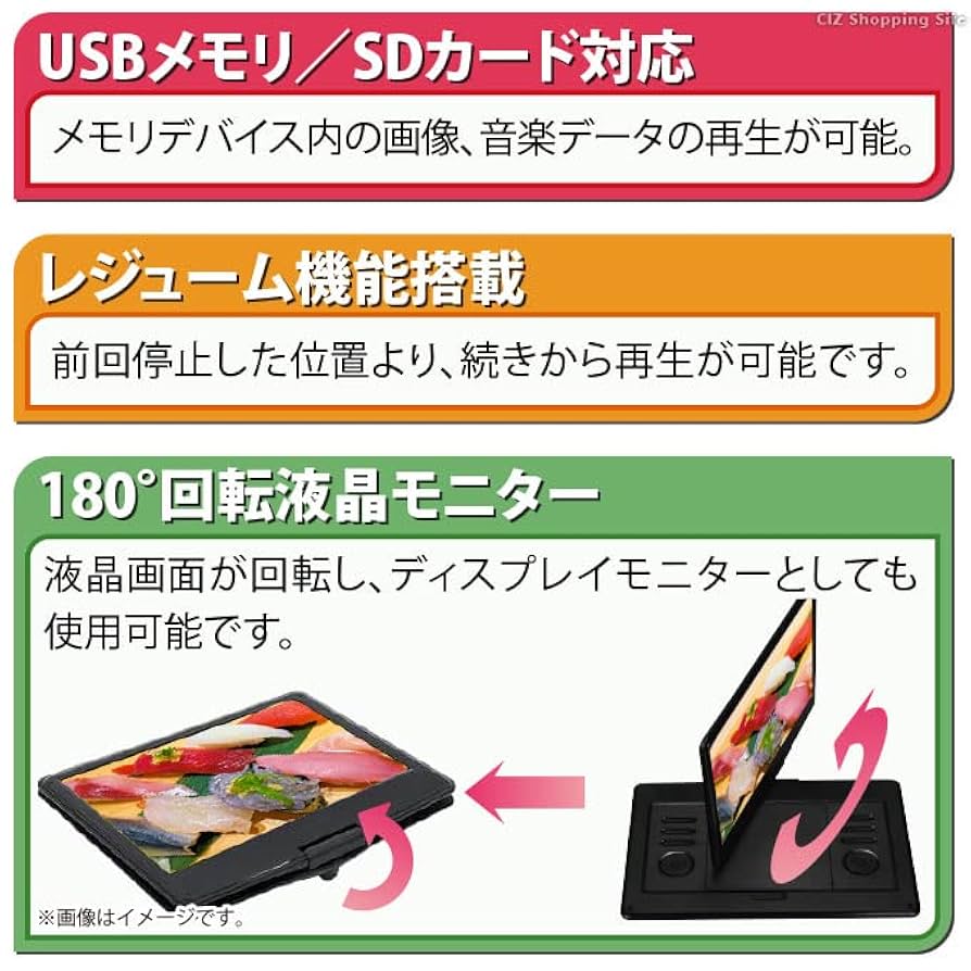 Amazon.co.jp: 9インチポータブルDVDプレーヤー ヒロ