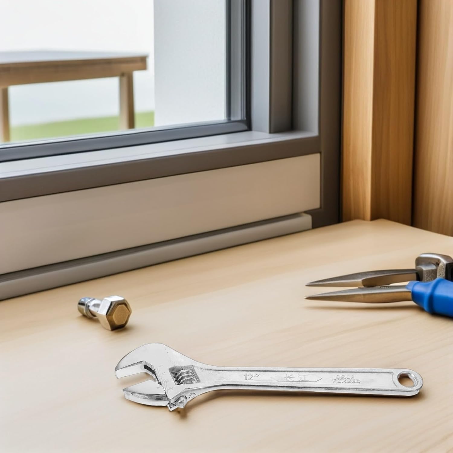 Ciieeo 4pcs Adjustable Wrench Set, Multi-function Double-ended Self-tightening Spanner Wrenches (6", 8", 10", 12") for Garage Plumbing and Industrial Use