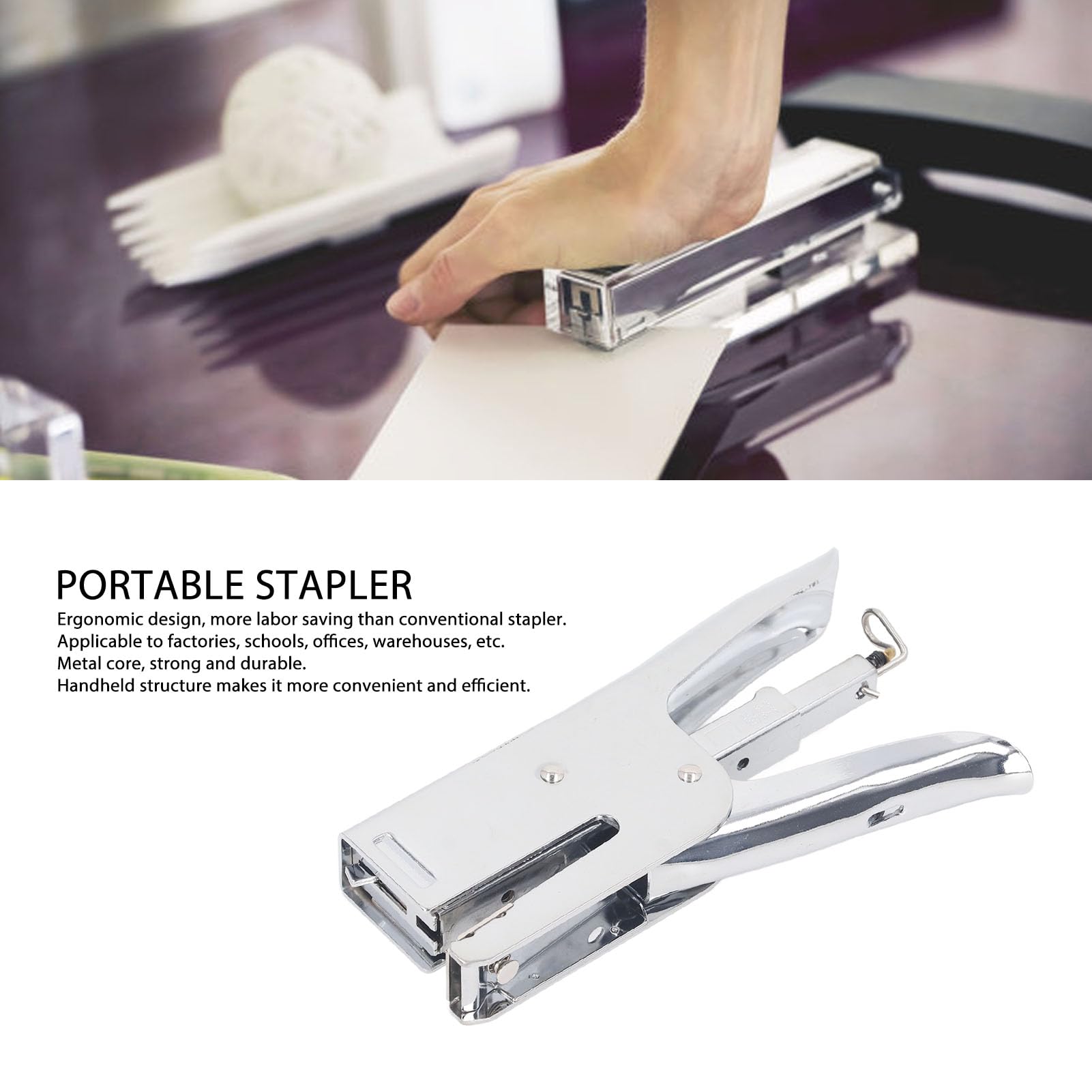 Agrafeuse de 50 Feuilles, Outil D'agrafeuse de Papier Portable de Bureau en Acier Inoxydable, pour Livres, Papiers, Magazines